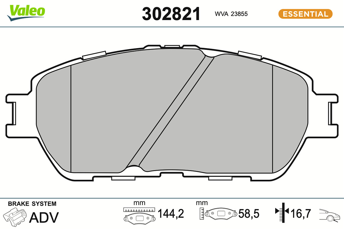 Kit pastiglie freno, Freno a disco - 302821 VALEO